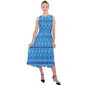 Stunning Luminous Blue Micropattern Magic Midi Tie-Back Chiffon Dress View1