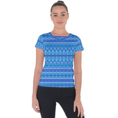 Stunning Luminous Blue Micropattern Magic Short Sleeve Sports Top  by beautyskulls