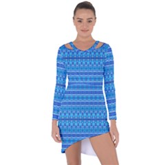 Stunning Luminous Blue Micropattern Magic Asymmetric Cut-out Shift Dress by beautyskulls