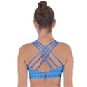 Stunning Luminous Blue Micropattern Magic Cross String Back Sports Bra View2