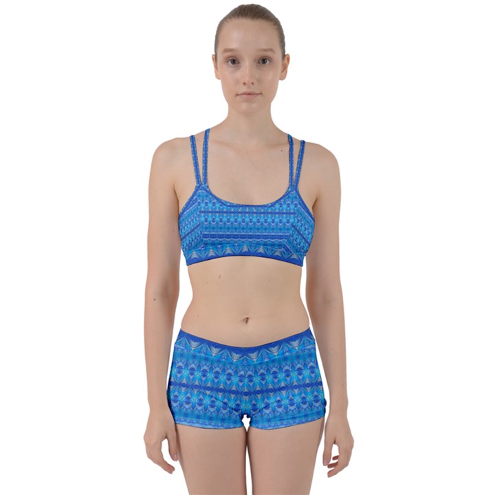 Stunning Luminous Blue Micropattern Magic Perfect Fit Gym Set