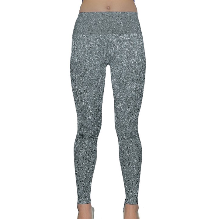 Silver Sparkle Lightweight Velour Classic Yoga Leggings