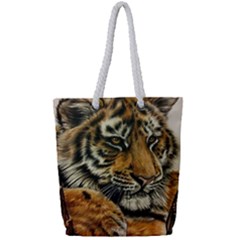 Tiger Cub  Full Print Rope Handle Tote (small) by ArtByThree