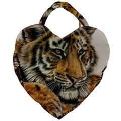 Tiger Cub  Giant Heart Shaped Tote by ArtByThree