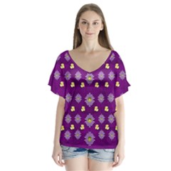 A Feel Of Flowers In Beautiful Air V-neck Flutter Sleeve Top by pepitasart