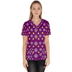 A Feel Of Flowers In Beautiful Air Women s V-neck Scrub Top by pepitasart