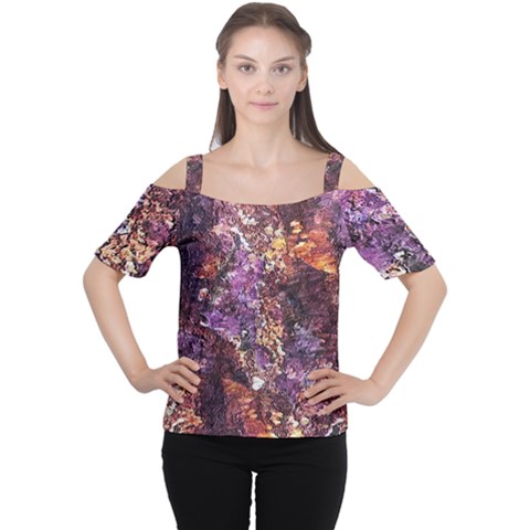 Colorful Rusty Abstract Print Cutout Shoulder Tee by dflcprintsclothing