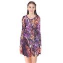 Colorful Rusty Abstract Print Long Sleeve V-neck Flare Dress View1