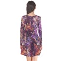 Colorful Rusty Abstract Print Long Sleeve V-neck Flare Dress View2