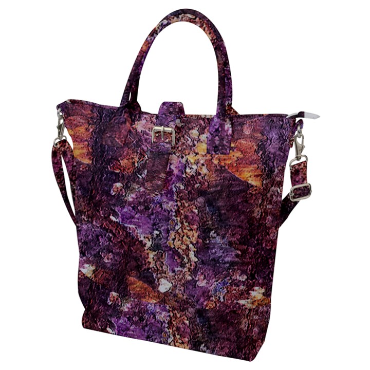 Colorful Rusty Abstract Print Buckle Top Tote Bag