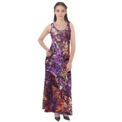 Colorful Rusty Abstract Print Sleeveless Velour Maxi Dress