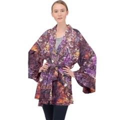 Colorful Rusty Abstract Print Velvet Kimono Robe by dflcprintsclothing