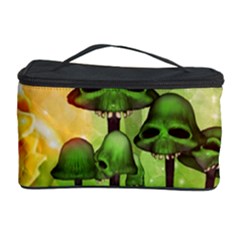 Awesome Funny Mushroom Skulls With Roses And Fire Cosmetic Storage by FantasyWorld7