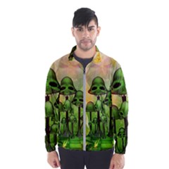 Awesome Funny Mushroom Skulls With Roses And Fire Windbreaker (men) by FantasyWorld7