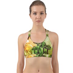 Awesome Funny Mushroom Skulls With Roses And Fire Back Web Sports Bra by FantasyWorld7