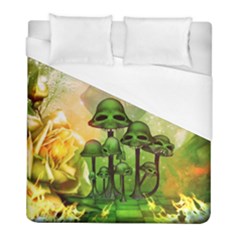 Awesome Funny Mushroom Skulls With Roses And Fire Duvet Cover (full/ Double Size) by FantasyWorld7