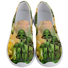 Awesome Funny Mushroom Skulls With Roses And Fire Men s Lightweight Slip Ons by FantasyWorld7