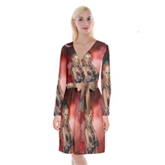 Wonderful Mythical Fairy Long Sleeve Velvet Front Wrap Dress by FantasyWorld7