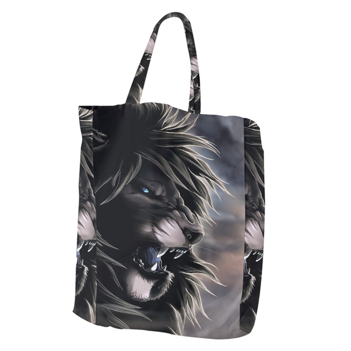 Angry Lion Digital Art Hd Giant Grocery Tote