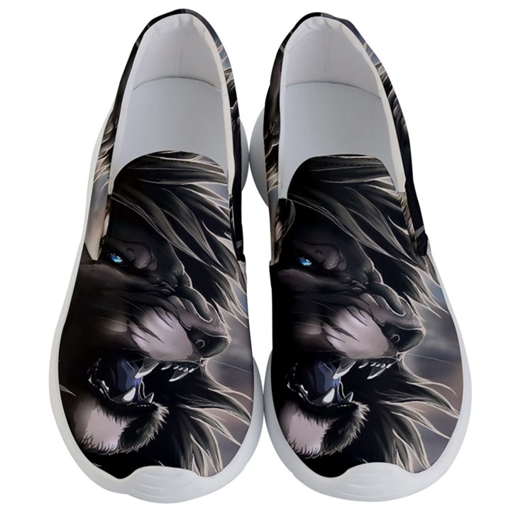 Angry Lion Digital Art Hd Men s Lightweight Slip Ons