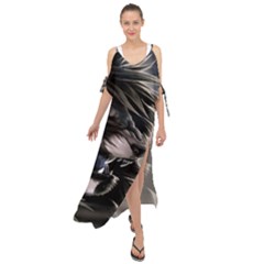 Angry Lion Digital Art Hd Maxi Chiffon Cover Up Dress by Sudhe