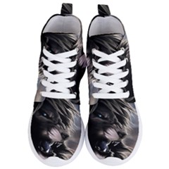 Angry Lion Digital Art Hd Women s Lightweight High Top Sneakers by Sudhe