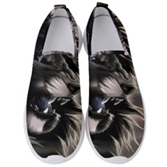 Angry Lion Digital Art Hd Men s Slip On Sneakers by Sudhe