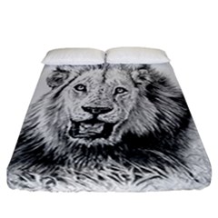 Lion Wildlife Art And Illustration Pencil Fitted Sheet (california King Size) by Sudhe