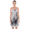 Lion Wildlife Art And Illustration Pencil Ruffle Detail Chiffon Dress View1