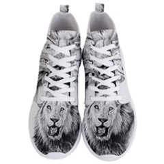 Lion Wildlife Art And Illustration Pencil Men s Lightweight High Top Sneakers by Sudhe