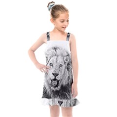 Lion Wildlife Art And Illustration Pencil Kids  Overall Dress by Sudhe