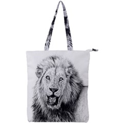 Lion Wildlife Art And Illustration Pencil Double Zip Up Tote Bag by Sudhe