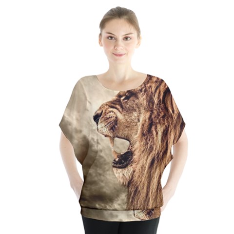 Roaring Lion Batwing Chiffon Blouse by Sudhe