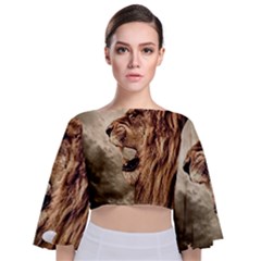 Roaring Lion Tie Back Butterfly Sleeve Chiffon Top by Sudhe