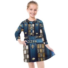 Tardis Sherlock Holmes 221b Kids  Quarter Sleeve Shirt Dress by Sudhe