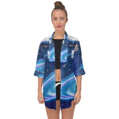 Tardis Space Open Front Chiffon Kimono by Sudhe