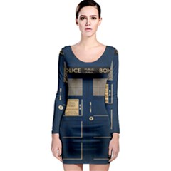 Tardis Poster Long Sleeve Bodycon Dress