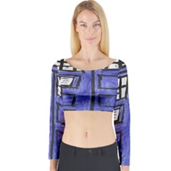 Tardis Painting Long Sleeve Crop Top by Sudhe