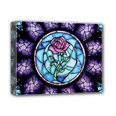 Cathedral Rosette Stained Glass Beauty And The Beast Deluxe Canvas 14  X 11  (stretched) by Sudhe