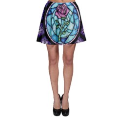 Cathedral Rosette Stained Glass Beauty And The Beast Skater Skirt by Sudhe