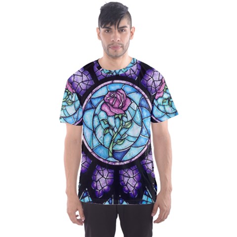 Cathedral Rosette Stained Glass Beauty And The Beast Men s Sports Mesh Tee by Sudhe