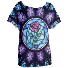 Cathedral Rosette Stained Glass Beauty And The Beast Women s Oversized Tee by Sudhe