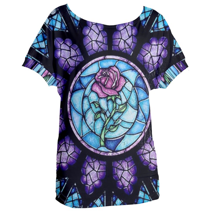 Cathedral Rosette Stained Glass Beauty And The Beast Women s Oversized Tee