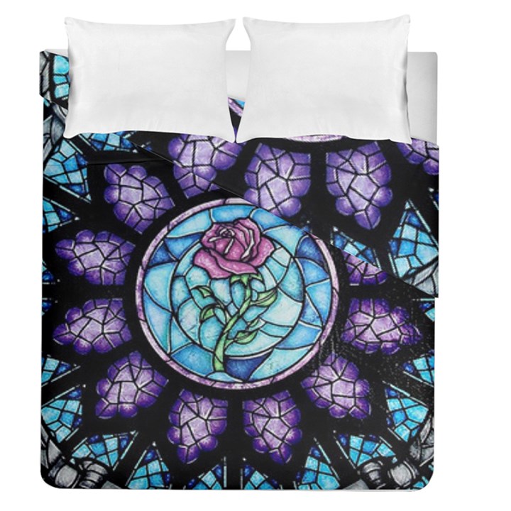 Cathedral Rosette Stained Glass Beauty And The Beast Duvet Cover Double Side (Queen Size)