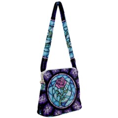 Cathedral Rosette Stained Glass Beauty And The Beast Zipper Messenger Bag by Sudhe