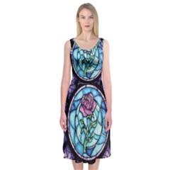 Cathedral Rosette Stained Glass Beauty And The Beast Midi Sleeveless Dress by Sudhe