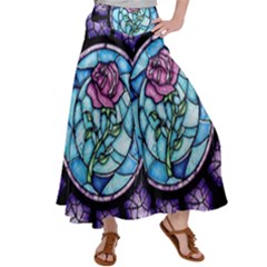 Cathedral Rosette Stained Glass Beauty And The Beast Satin Palazzo Pants by Sudhe