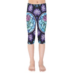 Cathedral Rosette Stained Glass Beauty And The Beast Kids  Capri Leggings  by Sudhe