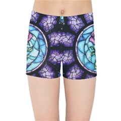 Cathedral Rosette Stained Glass Beauty And The Beast Kids  Sports Shorts by Sudhe