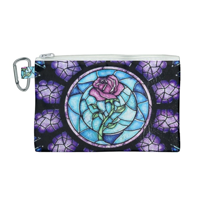 Cathedral Rosette Stained Glass Beauty And The Beast Canvas Cosmetic Bag (Medium)